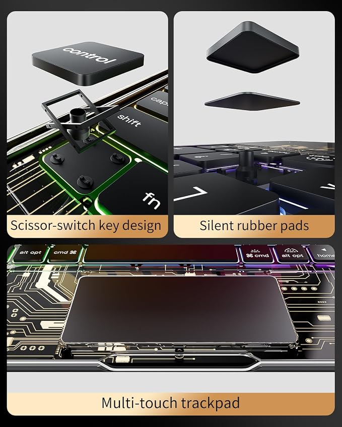 360°Rotation Bluetooth Keyboard Case for iPad 11th Gen（A16）10th 10.9 inch | iPad keyboard case 11/10th generationTouchpadKeyboard Battery Level Visualization360° rotateand 180° flip7-color backlit