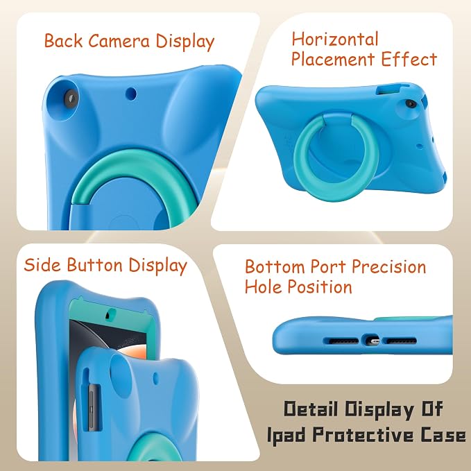 Pepkoo Case for iPad 9.7 Inch 5th/6th Gen &amp Air/Air 2 Shockproof Cover | EVA Shockproof Design with Adjustable Stand. Full-Body Coverage for Study Reading and Daily Use with Flexible Bracket.