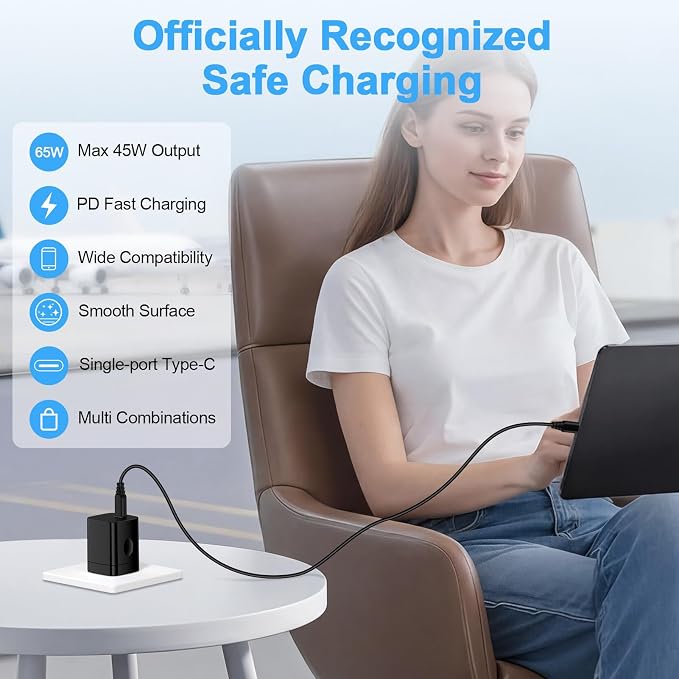 45W Super Fast Charger for Moto Edge 2026 Razr+2026 Edge 70 Pro+ Razr Ultra 2026 Razr 70 Ultra G Stylus 2026Samsung Galaxy A37/S26Ultra/A36/S25USB Type C Fast Charging Block with 6FT USBC to C Cable