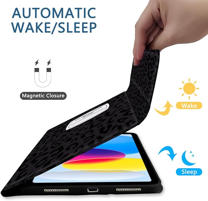 for Bluetooth Keyboard for iPad 10th Gen 10.9 inch (2022) case (A16) 11th / 10th Gen Case 11'' (2025) with 7-Color Backlights Pencil Holder Detachable Rechargeable - Black Cow