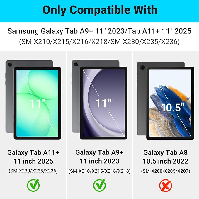 Kids Case for Samsung Galaxy Tab A11+A9+ Shockproof StandBlack | Shockproof EVA MaterialDesigned for Samsung Galaxy Tab A11 Plus 2025/A9 Plus 2023 11 TabletAdjustable handle stand