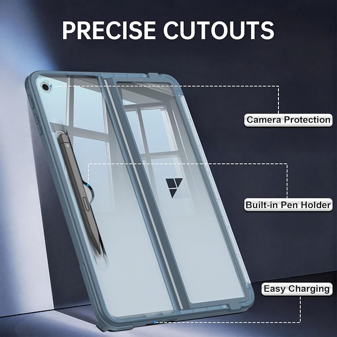 Fintie Rugged Case for Surface Pro 12 Inch 1st Edition 2025 Clear | Multi-Angle Stand Type Cover Compatible HD Clear Shockproof TPU Bumper Hard Shell