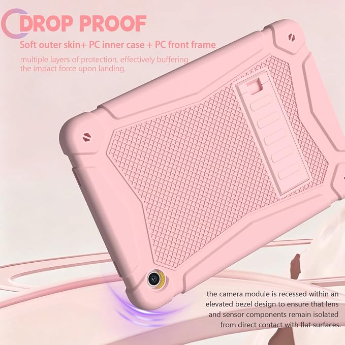 Shockproof Case for Samsung Galaxy Tab A11 Plus 11 inch 2026 with Built-in Kickstand 3 Layers Heavy Duty Protection Cover for Tab A9+ 10.9 2023 Blush Pink