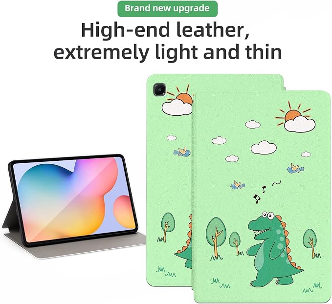 Shockproof Protective Case for Samsung Galaxy Tab S6 Lite 2024/2022/2020 Model SM-P610/P613/P615/P619 - Folding Stand Cover for Galaxy Tablet S6 Lite - Cute Dinosaur