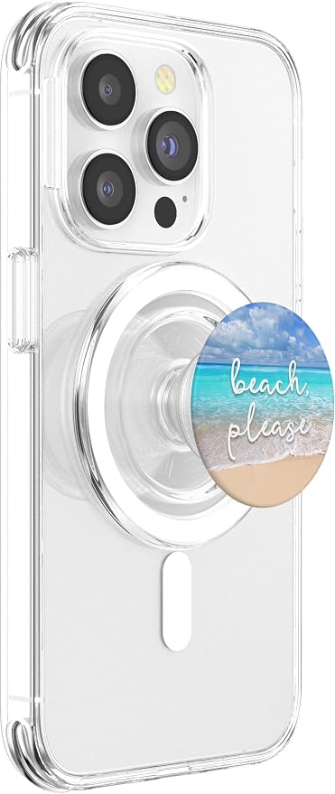 Beach Please - Cute Summer Sayings - Ocean &amp Sand Scene PopSockets Adhesive PopGrip