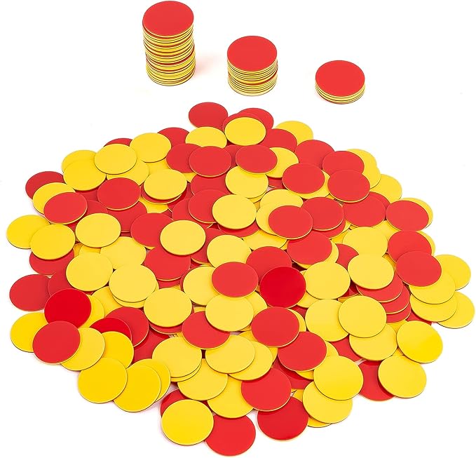 Round Math Counters,Plastic Two Color Counter Yellow Red 200 PCS, Educational Toys to Help Kids Learn