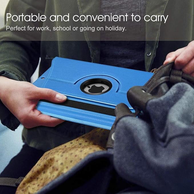 Fintie 360° Rotating Case for iPad 9th / 8th / 7th Generation 10.2 Inch | Swivel Stand Portrait &amp Landscape Viewing Shockproof Cover with Pencil Holder Auto Wake/Sleep Aqua Wave