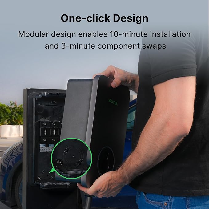 Autel MaxiCharger Electric Vehicle (EV) Charger Level 2, up to 80 Amp, Integrated Cloud with AI, Indoor/Outdoor, Wi-Fi/Wi-Sun Enabled, Dark Gray