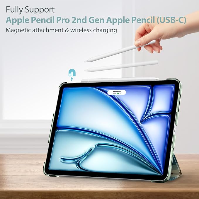 ProCase Smart Case for iPad Air 11-inch M4/M3/M2 &amp Air 10.9 5th/4th Gen | Hard Back Cover with Auto Sleep/Wake Slim Lightweight Case for iPad Air 11 2026/25/24 &amp 10.9 2022/2020-Aqua