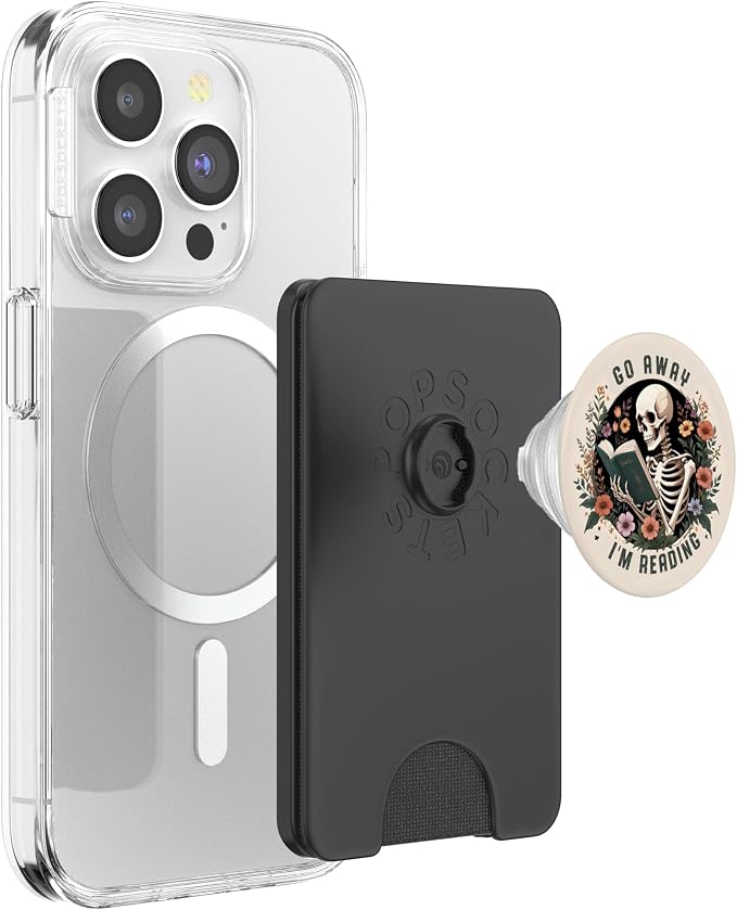 Go Away I'm Reading Funny Skeleton Book Lovers Bookish PopSockets PopGrip for MagSafe