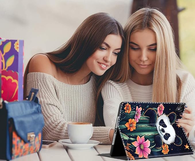 Case for New iPad (A16) 11th Generation 11 Inch 2025 for iPad 10th Generation 10.9 2022 Multi-Angle Smart Stand Cover Auto Sleep/Wake Halloween Panda Wizard and Pumpkin