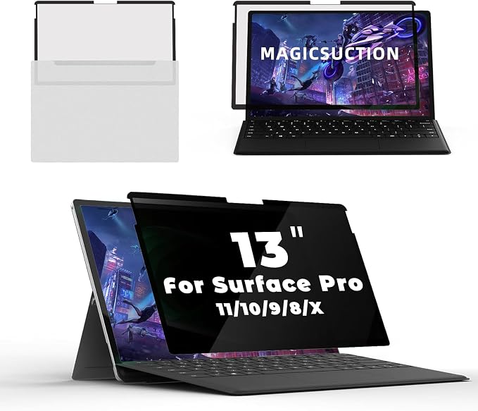 Privacy Screen Filter for Microsoft Surface Pro 11/10/9/8/X-13'' Removable | Nano-Suction Easy On/Off RemovableUV&ampGlare BlockBlue Light Block Computer Screen Filter Shield for Microsoft Surface