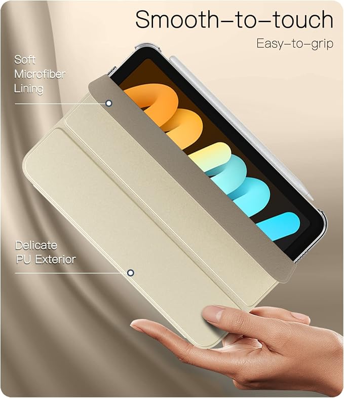 TiMOVO Case for iPad mini 7 A17 Pro 8.3 &amp mini 6th Gen - Black | Slim Translucent Hard Back Folio Cover Support Touch ID Auto Wake/Sleep