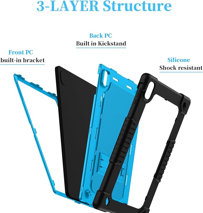 for Onn. 12.1 Tablet Pro 2024 Model Tablet Case with 2 Pcs Screen ProtectorHeavy Duty Shockproof Stand Shoulder Strap Case for Walmart Onn 12.1 2024 Model:100146663 (Black/Blue)