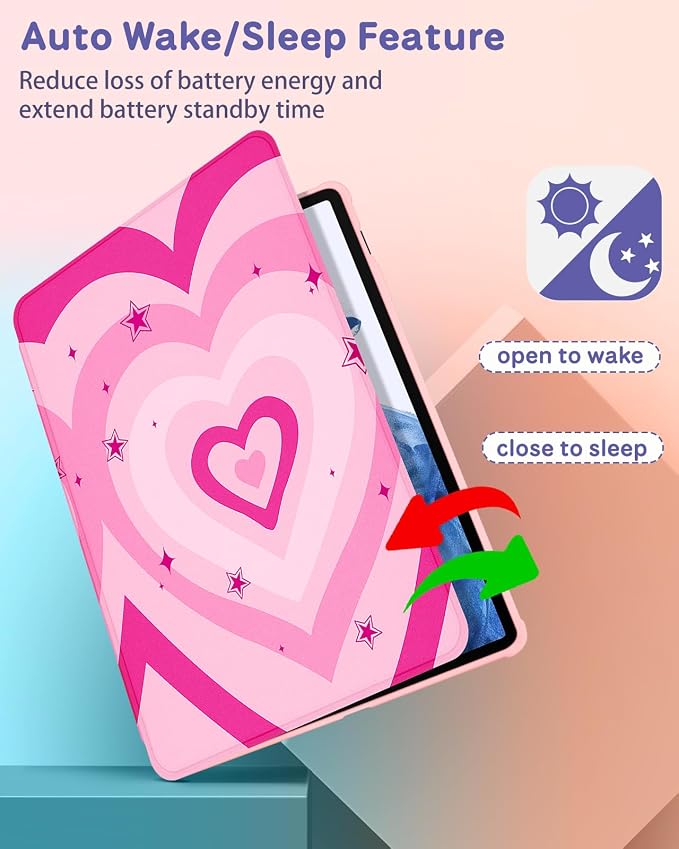 Wazzasoft for Samsung Galaxy Tab S7/S7 Plus/S8 Plus Case - 12.4 Inch Folio Cover with Pencil Holder - Women/Girl Cute Girly Black Flower Unique Design - Rotating Tablet Case