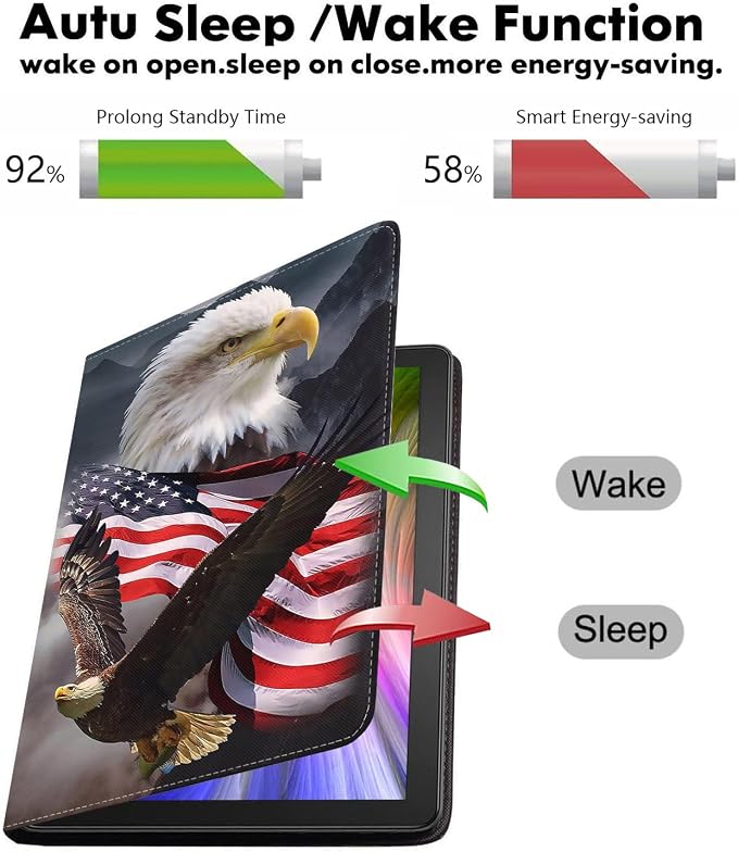 WEUIUJKILO Case for iPad (A16) 11th Generation 11 Inch 2025 iPad 10th Generation 10.9 Inch 2022 Slim PU Leather Folding Stand Smart Cover with Auto Sleep/Wake American Flag and Sunflower