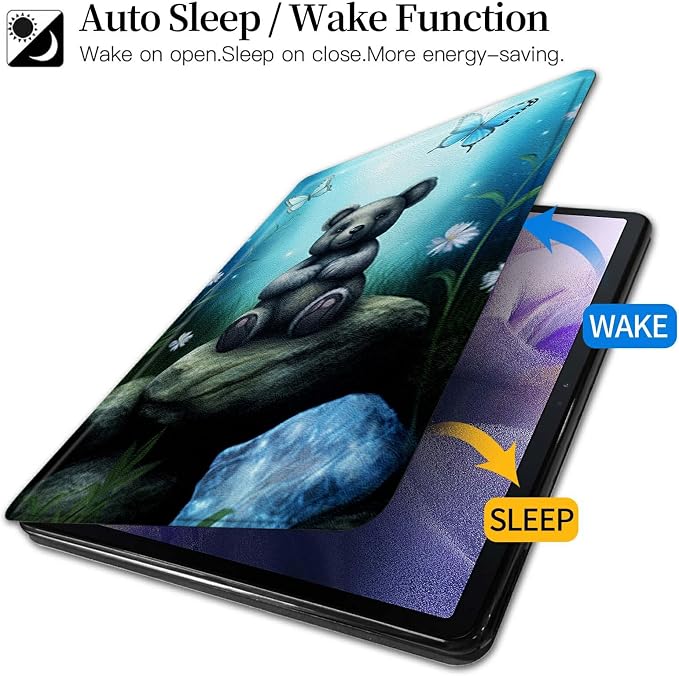 American Flag Deer Pattern Case for All-New Amazon Kindle Fire 7 Inch Tablet (9th/7th/5th Generation 2019/2017/2015 Release)360 Degree Rotating Stand Protective Cover with Auto Sleep/Wake