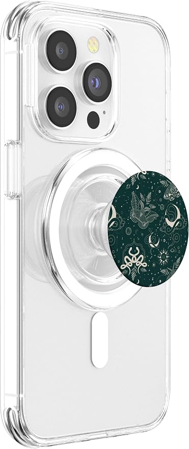 Dark Green Mystical Witchcore Celestial Night Moth &amp Snake PopSockets Adhesive PopGrip