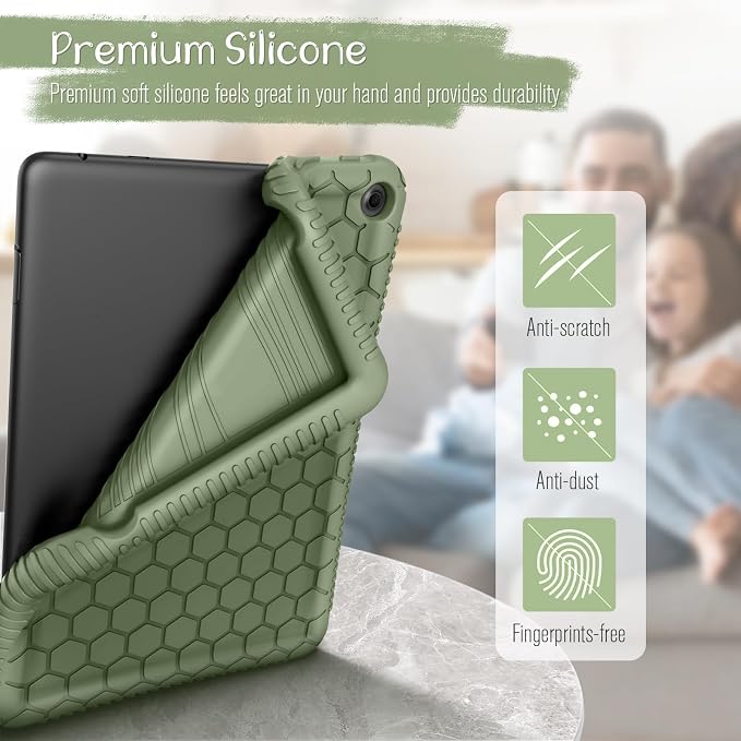 Fintie Silicone Case for 10.1 Kindle Fire HD 10 13th Gen 2023 Black | Honey Comb Pattern Lightweight Shock Proof Back Cover Anti-Slip Grip Reinforced Corners Protection Impact Resistant
