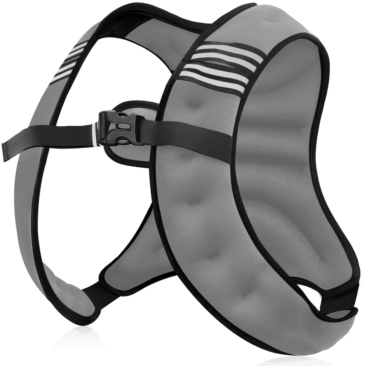 NATURELUX Weighted Vest with Reflective Stripe and Adjustable Buckle Straps, Grey, 10 lbs