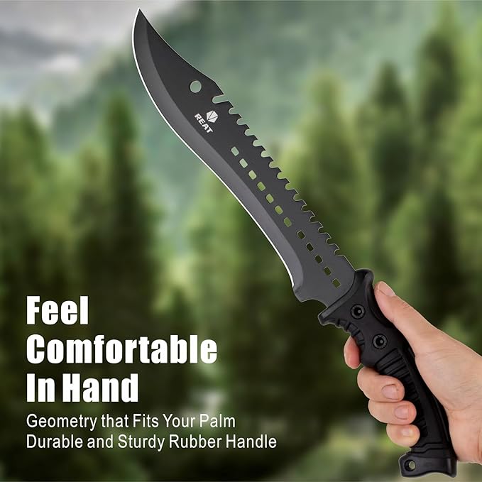 REAT Machete Knife with Shaeth,15" Lightweight Garden Tools Knife,Ergonomic No-Slip Handle, Machetes for Bushcraft, Outdoor Hunting, Garden Cutting Trees and Yard Work