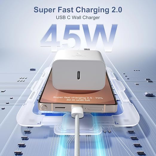 45W Super Fast Charger Type C for Galaxy S26 Ultra USB-C Charger Block with 10ft USB C to C Cable for Galaxy S25 FE S24 S23 Tab S11 S10 Android Phones 3Pack