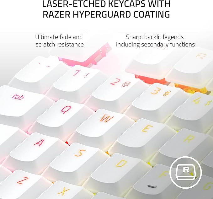 Razer DeathStalker V2 Pro Wireless TKL Optical Linear Switch Gaming Keyboard with Low-Profile Design Chroma RGB, Bluetooth Keyboard for Mac or Windows PC Gaming Computers - White (Renewed)