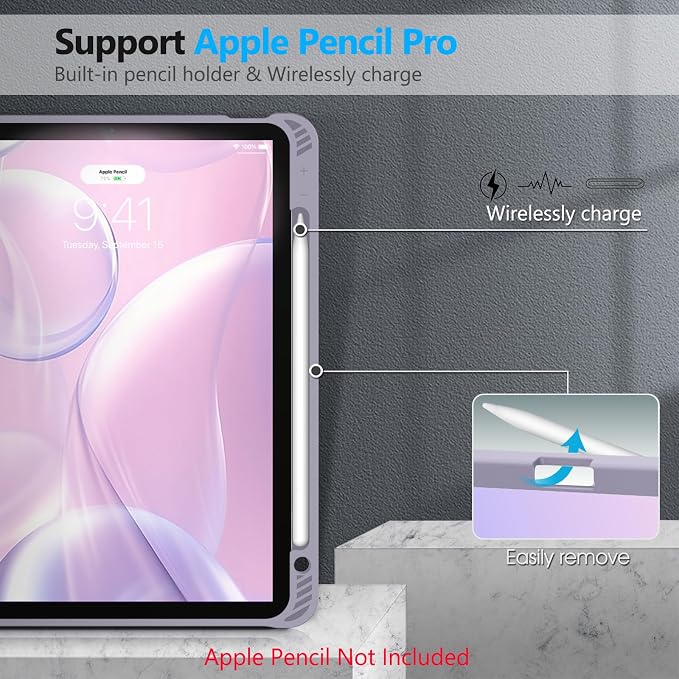 Fintie Slim Case for iPad Air 11-inch &amp iPad Air 5th/4th Generation 10.9 in | Tri-Fold Stand Flexible Soft TPU Back Cover Shockproof Protection Pencil Holder Scratch-Resistant Composition Lil