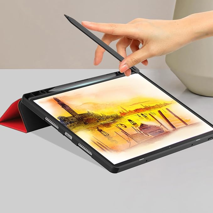 YRH for Idea Tab Pro 12.7 inch Case 2025 with Pen Holder Soft TPU Back Tablet Cover Case with Auto/Sleep (Black)