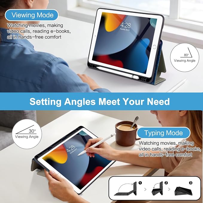 Lokigo Case for iPad 9th/8th/7th Gen 10.2 Air 3rd/Pro10.5 Aurora Forest | Protective Folio Soft Back Cover Pencil Holder for Teens/Students/Office Staffs 4 Angles Viewing Stand Auto Wake/Sleep