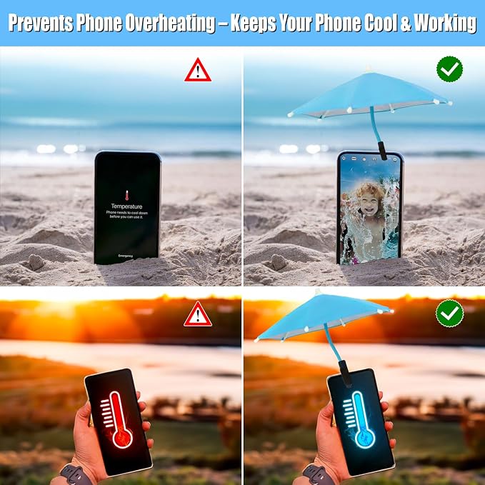 Phone Umbrella - Anti-Glare Sun Shade Phone Umbrella for Sun iPhone Clip On umbrella for phone sun shade Protects from Sunlight and Glare Outdoor Activities Universal Fit for All Smartphones