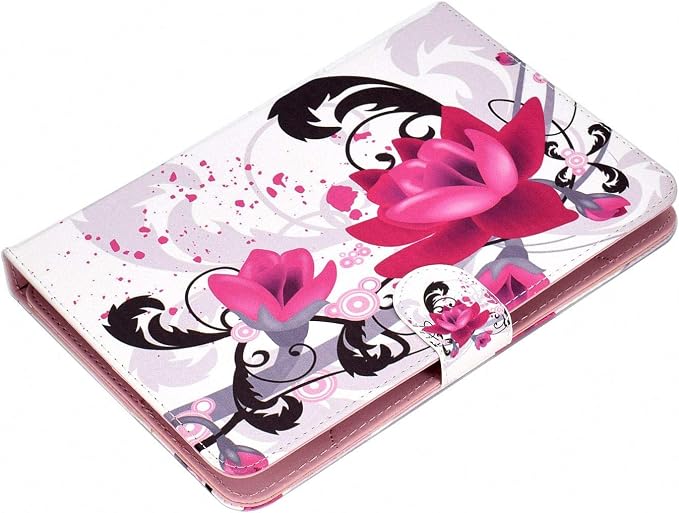 Universal 7 Inch Tablet Case Techcircle Ultra Slim Lightweight PU Leather Stand Folio Flip Wallet Protective Shell Case [Card Slots] [Magnetic Closure] for All 7 Android Tablet PC Cherry Blossom
