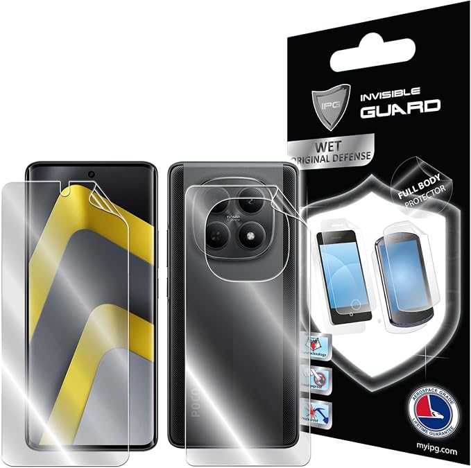 IPG Made for Xiaomi Poco M8 Screen and Back Hydrogel Protector Invisible Touch Screen Sensitive HD Clear Film Anti Scratch Skin Guard - Smooth/Self-Healing/Bubble -Free for M8FB