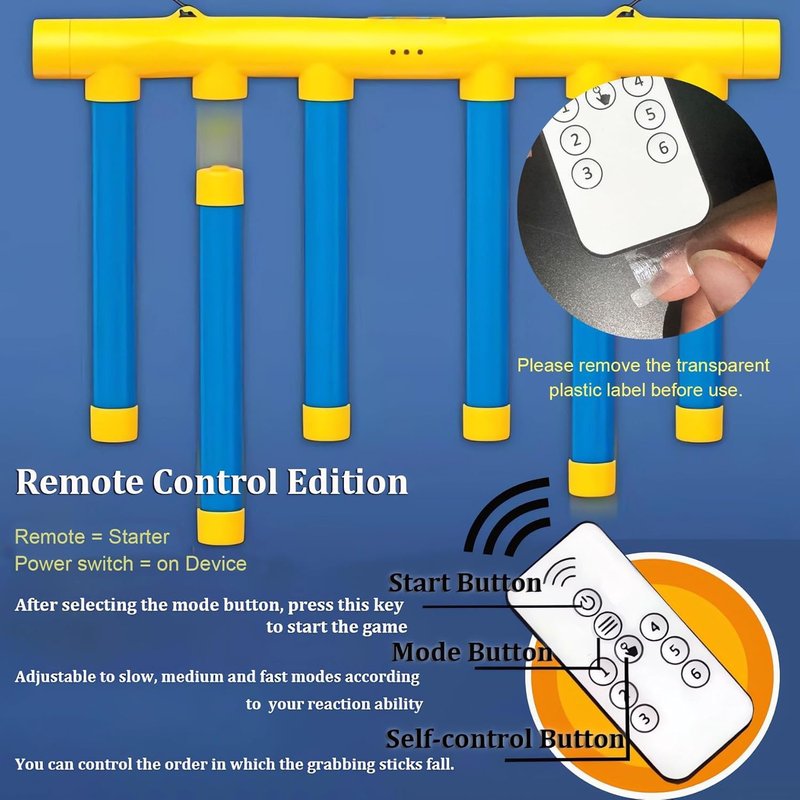 Reflex Drop Sticks Challenge Game, Hand Eye Coordination Training Toy, Upgrade Remote Control 3 Adjustable Speed, Catch Falling Sticks Game for Kids Adults