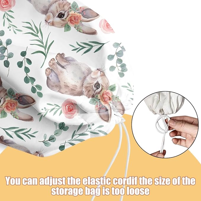 Rabbit Bunny Plastic Bag Holder, Wall Mount Grocery Bag Holder, Plastic Storage bag, Pull Rope Free Adjustment, Plastic Bag Holders for Grocery Bags, Plastic Bag Dispenser for Home Kitchen Camping