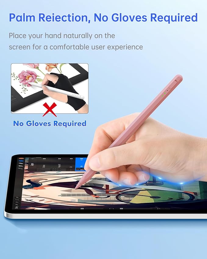 Stylus Pen for iPad with Magnetic Palm Rejection 14-Minute Fast Charging for iPad 6/7/8/9/10 mini 5/6 Air 3/4/5/M2 Pro 11/12.9/M4