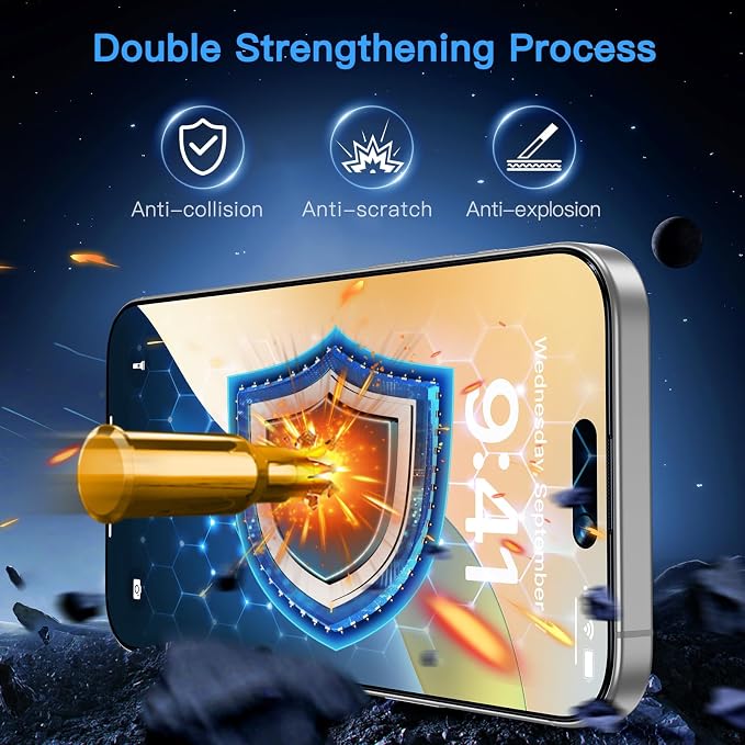 Uyiton Anti-Blue Light for iPhone 15 Plus Screen Protector | Unbreak-Glass Easy to Install Full Coverage Case Friendly Scratch Resistance 9H Tempered Glass Screen Protector 2 Pack