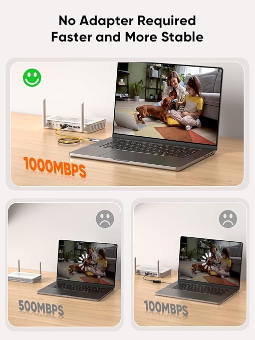 CableCreation USB to Ethernet Cable 10FT USB to RJ45 Internet LAN Cable | 1000Mbps High Speed Gigabit Directly Connected Compatible with Laptop Desktop PC Switch and More