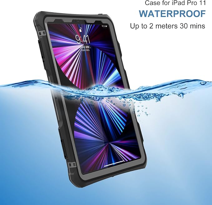 Shellbox Case for iPad Air 4th/5th Generation 2022-2020 Waterproof Dustproof Shockproof Case with 360° Full-Body ProtectionLanyard and Kickstand
