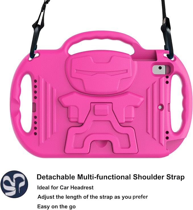 LTROP Kids Case for iPad 5th/6th Generation (2017/2018) &amp Air 2 Shoulder Strap Handle Stand Shockproof Bumper Cute Kid Case for iPad 9.7 Inch Black