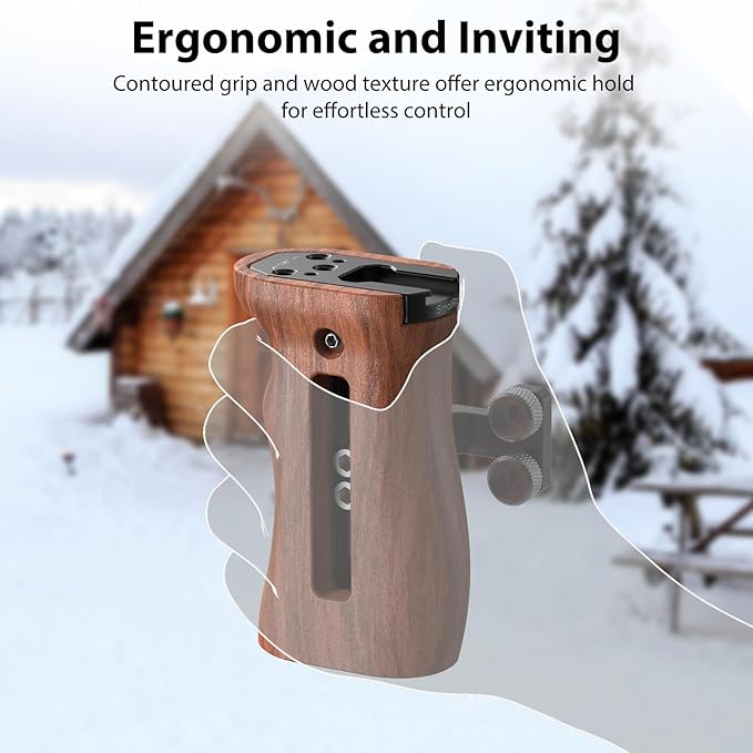 SmallRig Wooden Side Handle with 1/4''-20 Screws, Max. Load 15kg/33lbs, Up and Down Adjustable, for Left or Right Hand