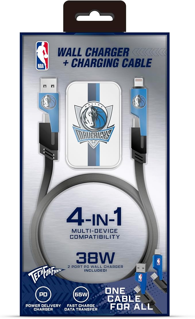 SOAR NBA Slim Wall Charger and 4 In 1 Multi Charging Cable