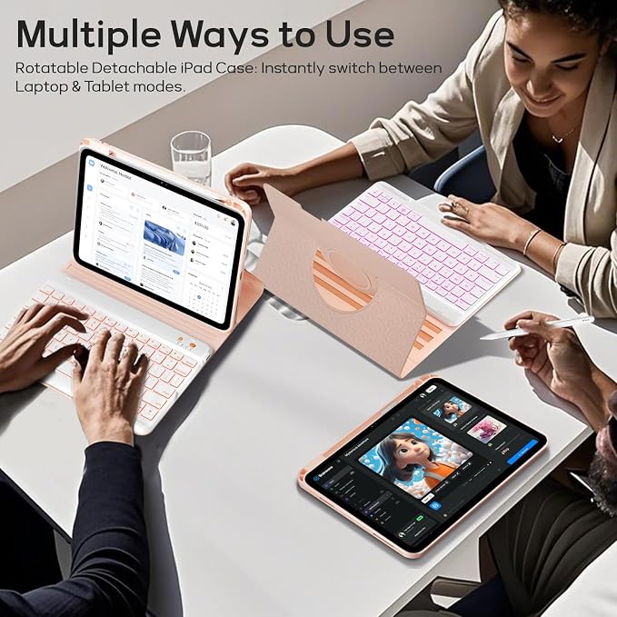 BLUTLOTUS Keyboard case for iPad 9th/8th/7th Generation 10.2 Inch - Backlit Wireless Detachable Folio Keyboard Cover with Pencil Holder for iPad 9th/8th/7th Gen Air 3rd Generation 10.5 Inch