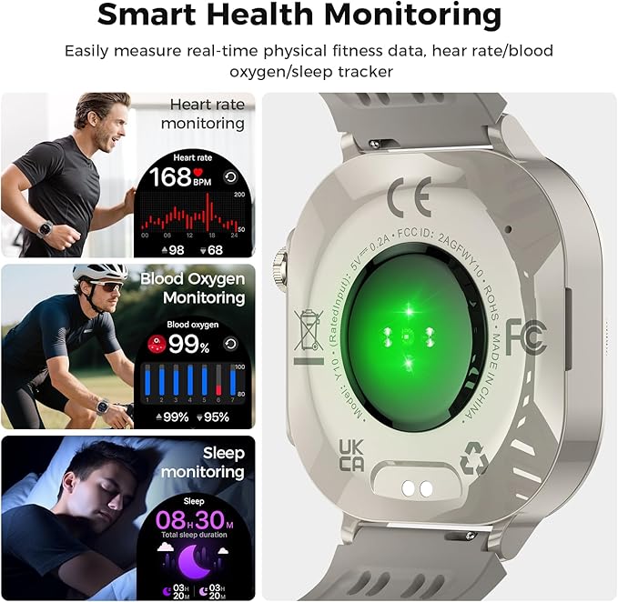 Soudorv Smart Watch, 2026 AMOLED 1.43" Smartwatch for Men Women(Answer/Make Call), 60 Days/130+ Sports/Flashlight, Heart Rate/Sleep Monitor, IP68 Waterproof Fitness Activity Tracker for Android iOS