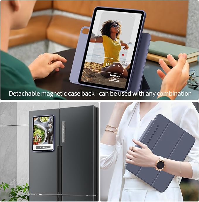 Detachable Case for iPad A16 11th Gen 2025 &amp iPad 10th 2022 Black | Slim Clear hard back TPU frame folio stand Pencil holder and auto wake/sleep for daily school work and light travel use