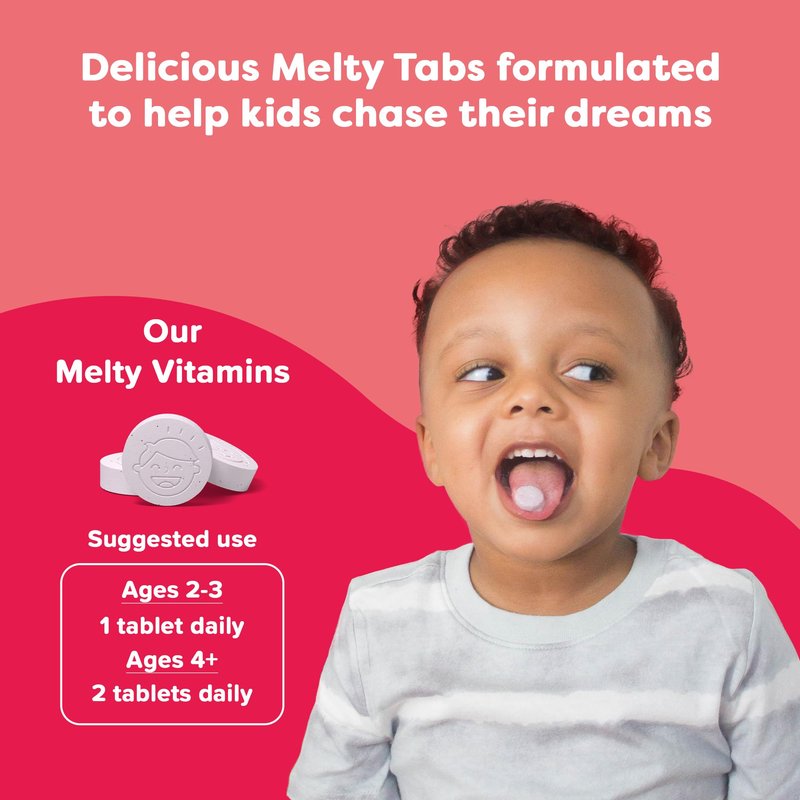 Renzo's Iron Supplements for Kids, Dissolvable Vegan Kids Iron Supplement with Vitamin C, Sugar-Free Melty Tabs, Orange Flavor, 90-Count