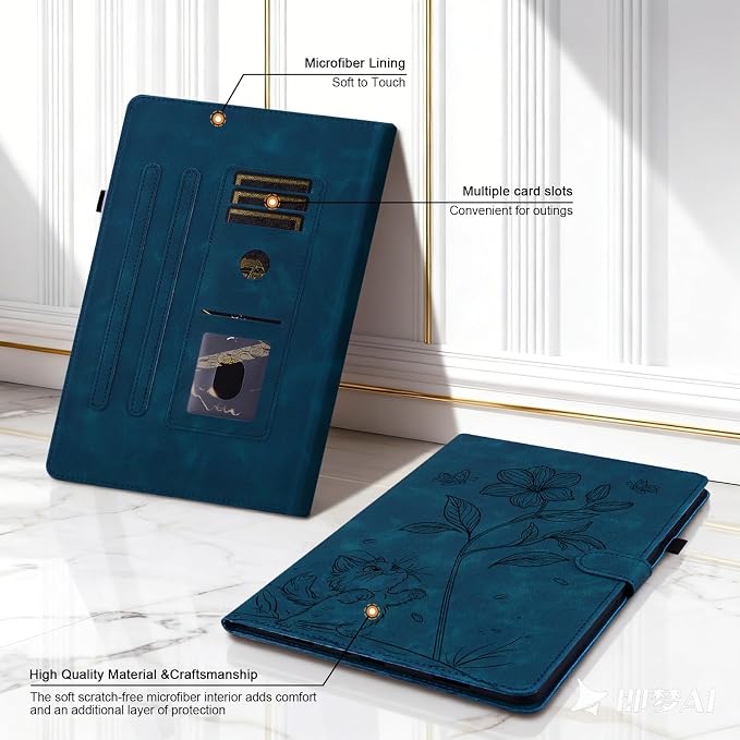 Case for iPad mini 7 2024 A17 Pro iPad mini 6 2021 8.3 inch Auto Wake/Sleep Multi-Angle Flip PU Leather Cover Case with Stylus Holder Blue