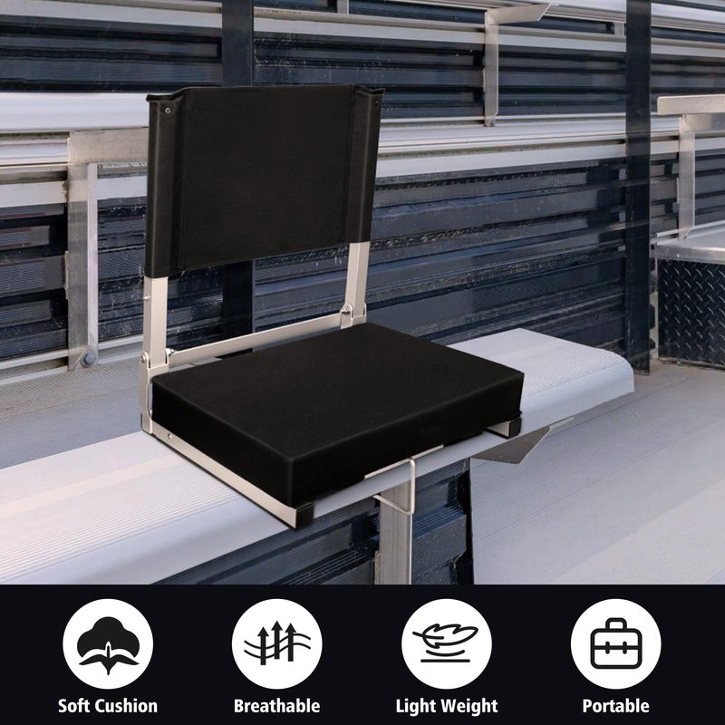 Hikeen Bleacher Chairs with Back and Cushion, Foldable Stadium Seats with Back Support and Cushion for Bleacher Seat Pad for Lumbar Support, Lightweight Portable Chair for Sports Event