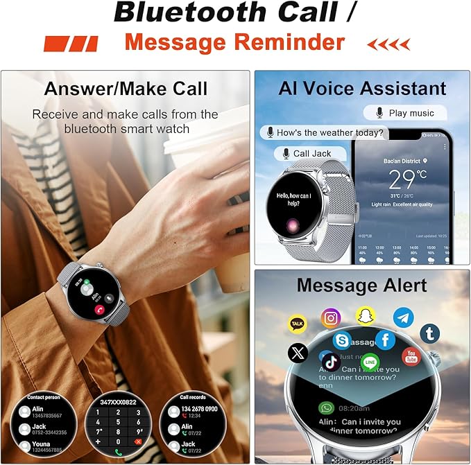 Smart Watch for Men Women Fitness: Make Answer Call Running Digital Mens Watches Waterproof Smartwatch Android Phone iPhone Samsung Compatible Step Pedometer Tracker Heart Rate Sleep SpO2 Monitor