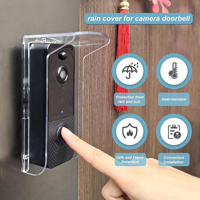 PC Transparent Plastic Protector Cover,Camera Doorbell Cover,Doorbell Rain Cover Weatherproof Compatible for Blink/Ring Pro2/Arlo/Wyze/Google Nest/Reolink（Excluding Display Equipment）